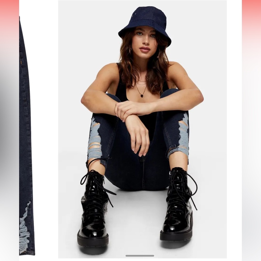 ๐ฅ๐HOST PICK๐๐ฅ NWT $80 Topshop Jamie skinny jeans with ripped hem size 4 - Picture 2 of 14
